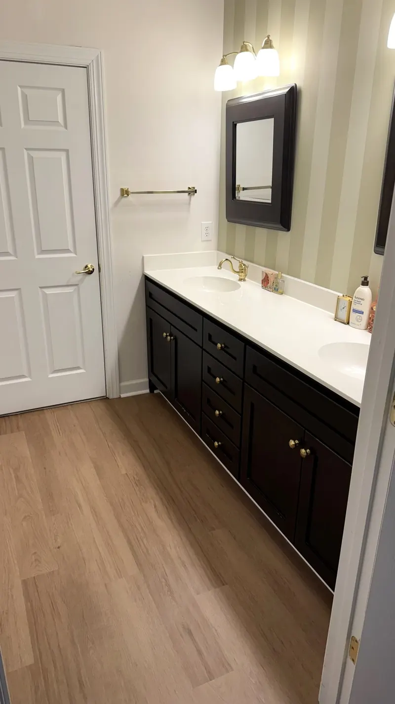 Clean bathroom vanity and floor